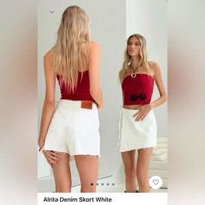 Princess Polly Alrita Denim Skort White